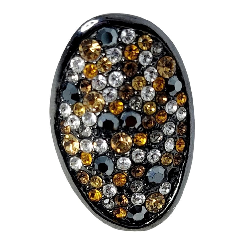 Lia Sophia Wishing Well Ring Hematite silver Tone Multicolored Crystals Size 7